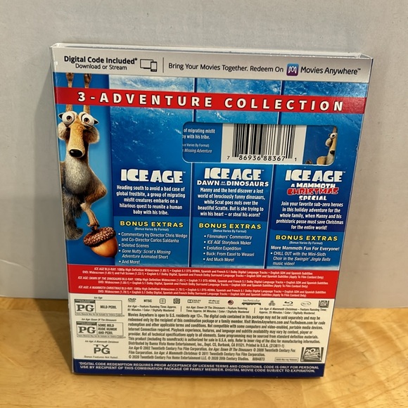 NEW Ice Age 3-Adventure Collection: Blu-ray DVD Digital Code  Disney Movie Club - Picture 2 of 12